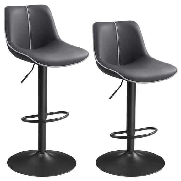 VASAGLE Bar Stools Set of 2, Adjustable Height Swivel Barstools with Ergonomic Backrest, Synthetic Leather, Modern Tall Bar Chairs, Ink Black