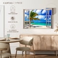 thumbnail image 4 of Elephant Stock Window Scene Wall Art - Horizontal Canvas Wall Art - Living Room Wall Decor - Beach Canvas - Blue And Green Decor - 48" x 32", 4 of 4