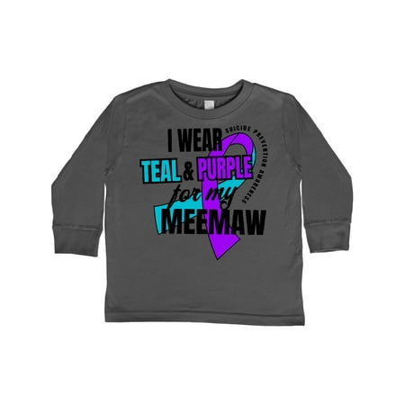 

Inktastic Suicide Prevention I Wear Teal and Purple for My Meemaw Gift Toddler Boy or Toddler Girl Long Sleeve T-Shirt