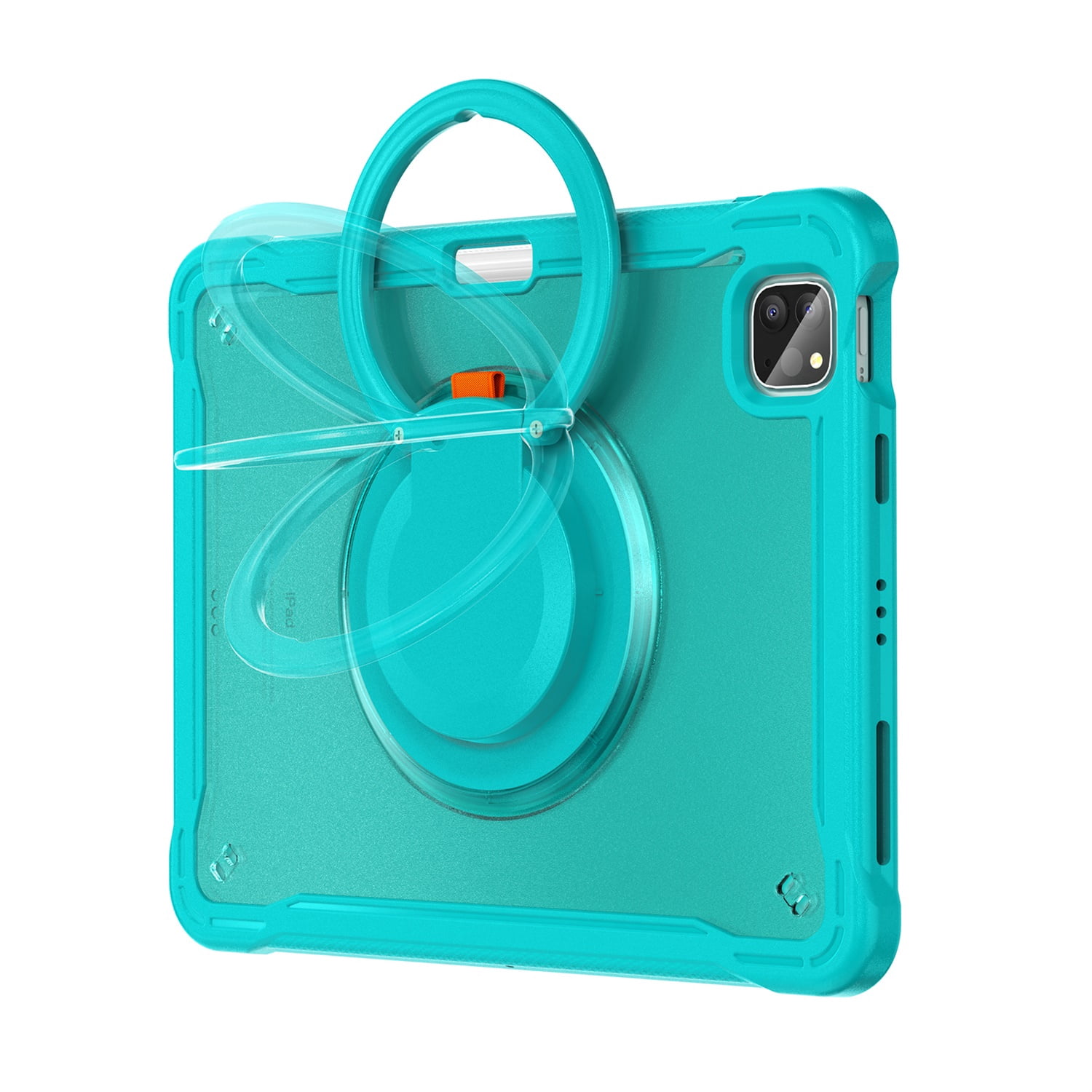 SaniMore Case for Apple iPad Air 11 (2024), with Shoulder Strap Pencil Slot Hybird PC TPU Back Cover 360° Ratating Handle Bracket Shockproof Anti-fall Rugged Kids Shell, Blue
