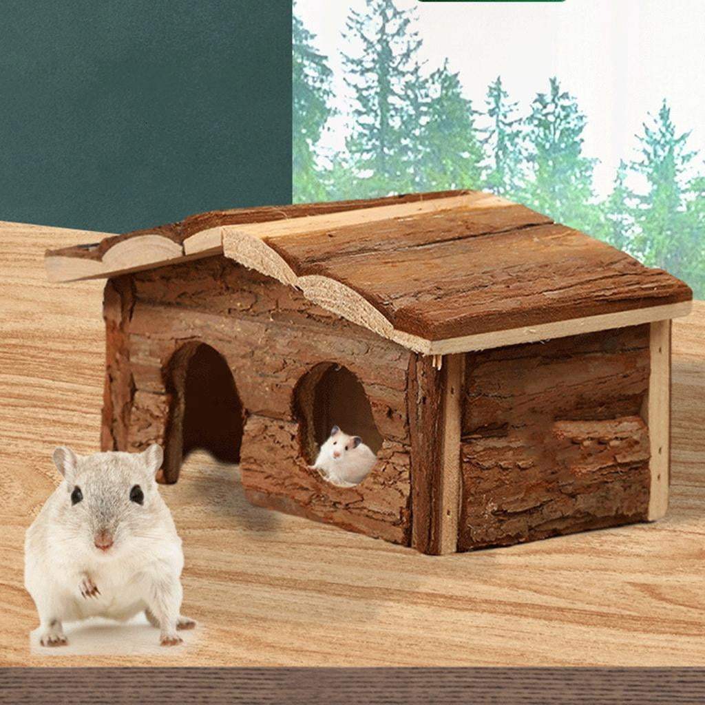Small Hideouts Cabin Wood Shelter House Scratchproof Hamster Cage Playhouse Squirrels Cage Accessory Furniture