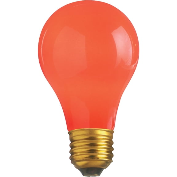 25 Watt - Red Ceramic Coated - A19 - 130 Volt - 1000 Life Hours - Party Light Bulb - Satco S6090