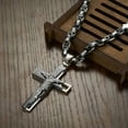 thumbnail image 3 of QQTDFG 6mm Flat Byzantine Chain Necklace For Men's Stainless Steel Jesus Cross Pendant-Silver Black-36 inch Necklace, 3 of 6