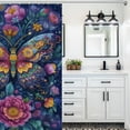 thumbnail image 5 of Ornate Butterfly Cosmic Floral Art Shower Curtain , Enchanted Forest Scenic Bathroom Decor Sets, Waterproof Fabric with Hooks, 5 of 7
