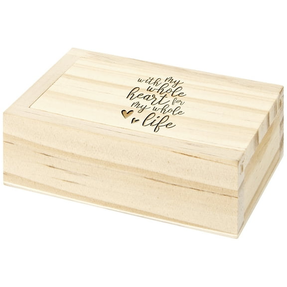 Koyal Wholesale With My Whole Heart for My Whole Life Engraved Wood Ring Box with Lid, Ring Bearer Box, Keepsake Box