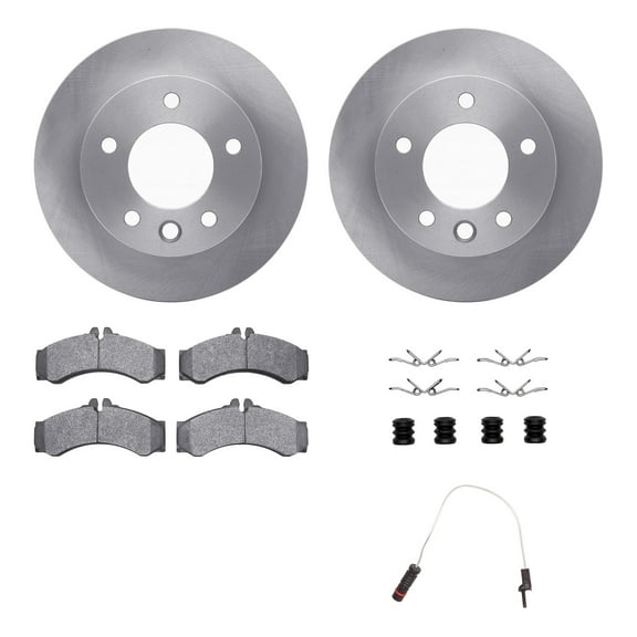 Dynamic Friction Company Front Brake Rotors with Heavy Duty Brake Pads includes Sensor and Hardware 6222-40023
