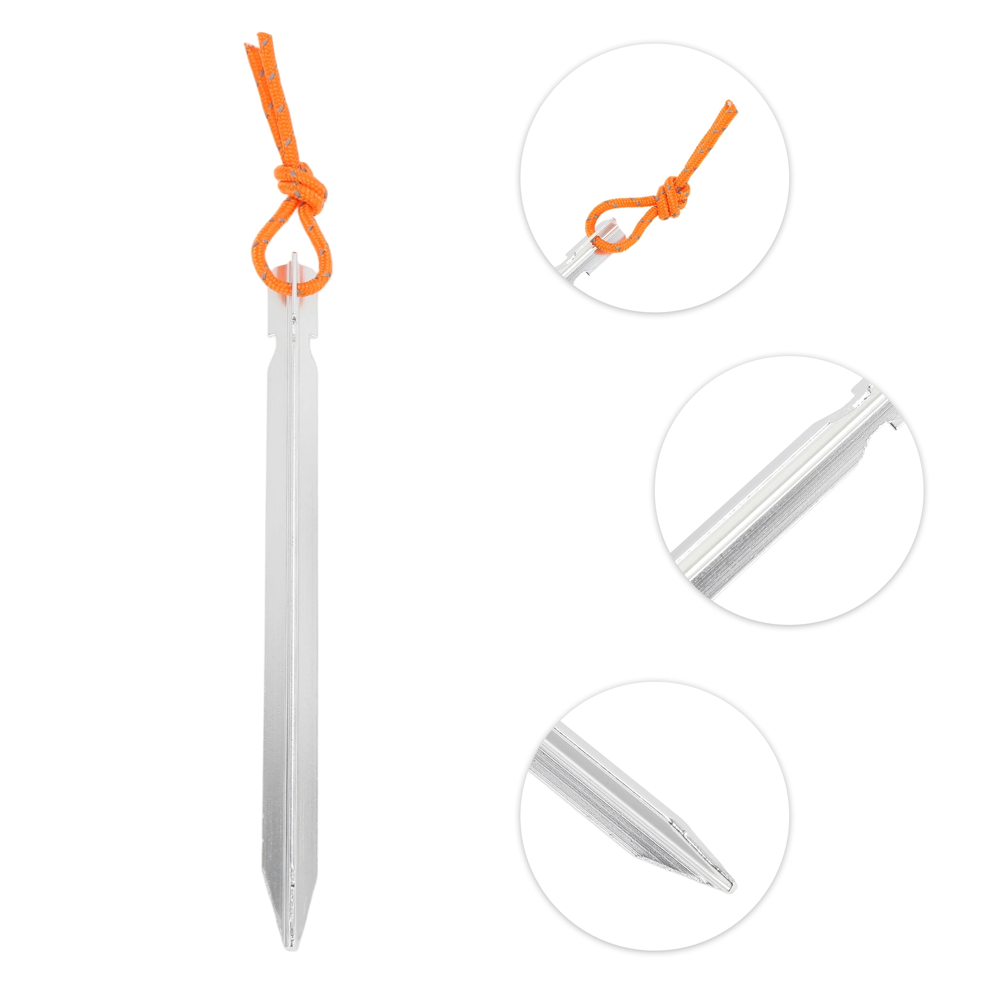 Unique Bargains 1 Set Reusable 10xNails 1xBag 1xPlastic Hammer 1xNail Puller Tent Pegs for Camping Silver Tone Aluminum Alloy Polyester Bag Plastic PP Steel