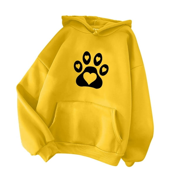 DDAPJ pyju Womens Cute Graphic Hoodie Flash Sale, Dog Paw Print Hooded Sweatshirt Loose Casual Pocket Hoodies Long Sleeve Drawstring Pullover Sweatshirts Gift for Teen Girls
