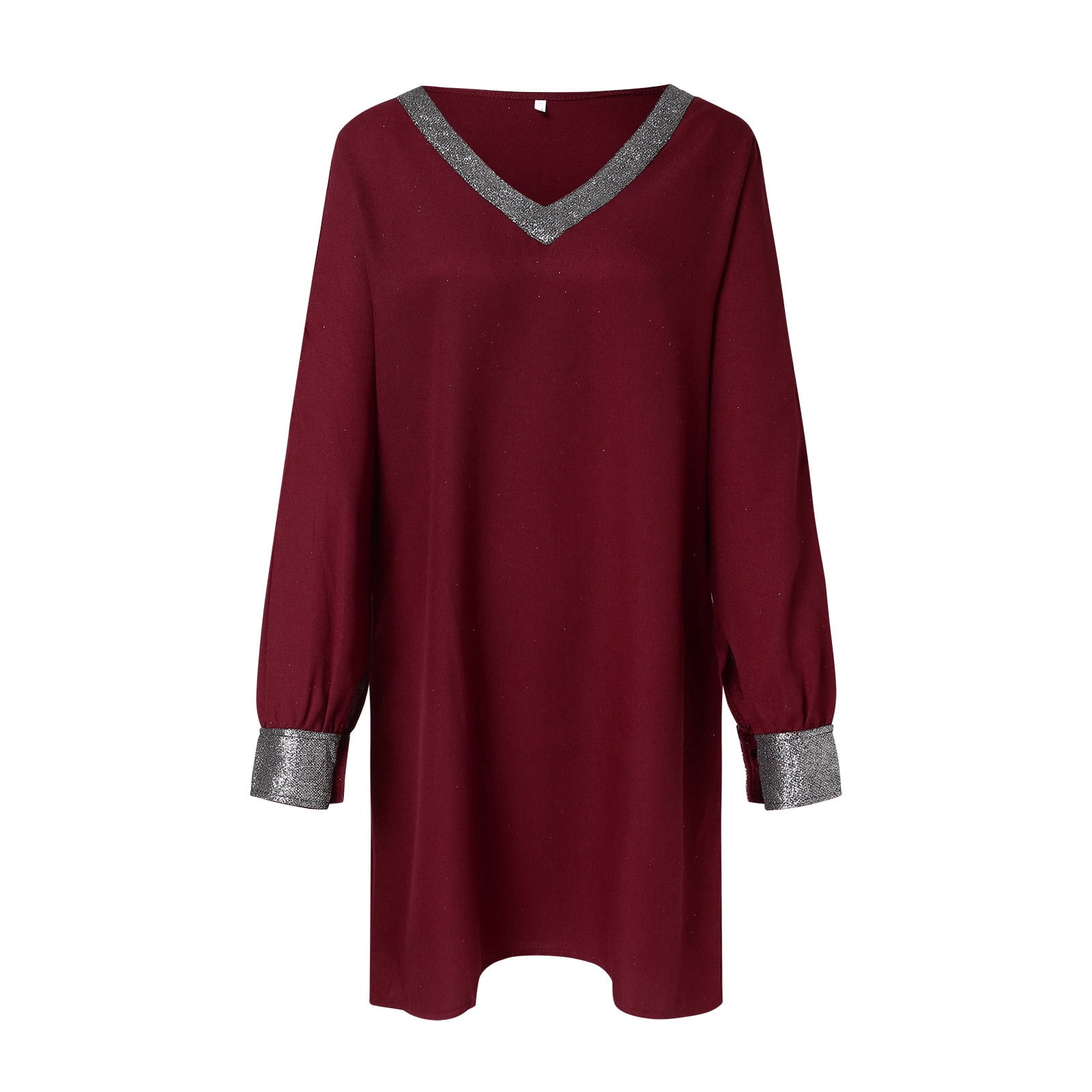 Women's Christmas Print Long Sleeve Dress - Casual Swing Mini Dress,  Polyester, Festive Design, Easy to Pair with Accessories, True to Size -  Walmart.com