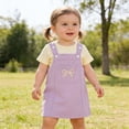thumbnail image 2 of Shadoumai Toddler Baby Girl Skirt Set Solid Short Sleeve Ribbed Romper Bow Embroidery Overall Dress 2 Piece Summer Outfit 0-24M, 2 of 8