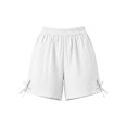 thumbnail image 6 of Costeam Womens Elastic Waist Side Split Casual Shorts Solid Color Loose Fit Lightweight Woven Fabric with Deep Side Pockets Summer Comfy Walking Lounge Shorts, 6 of 6