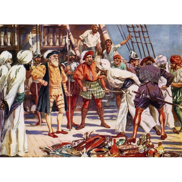 The Merchants Of Calicut India Held As Hostages By Vasco Da Gama During His Voyage In 1498 From The Great Explorers Columbus And Vasco Da Gama Posterprint Walmart Com Walmart Com