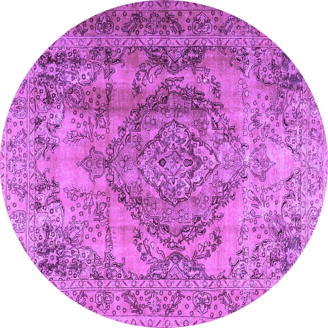 Ahgly Company Indoor Round Persian Purple Traditional Area Rugs, 4