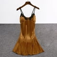 thumbnail image 4 of Blmnix Sexy Nightgown Sleep Dress for Women Chemises Satin Nightgowns Nightshirt Sleeveless V-Neck Brown Short Womens Summer Nightgowns, 4 of 9