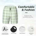 thumbnail image 3 of Kdxio Green Checkboard Print Mens Swim Shorts with Mesh Lining, Breathable and Quick-Drying, Adjustable Waist, Privacy Pocket-3X-Large, 3 of 6