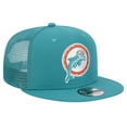 thumbnail image 3 of Men's New Era Aqua Miami Dolphins Throwback Main Trucker 9FIFTY Snapback Hat, 3 of 6