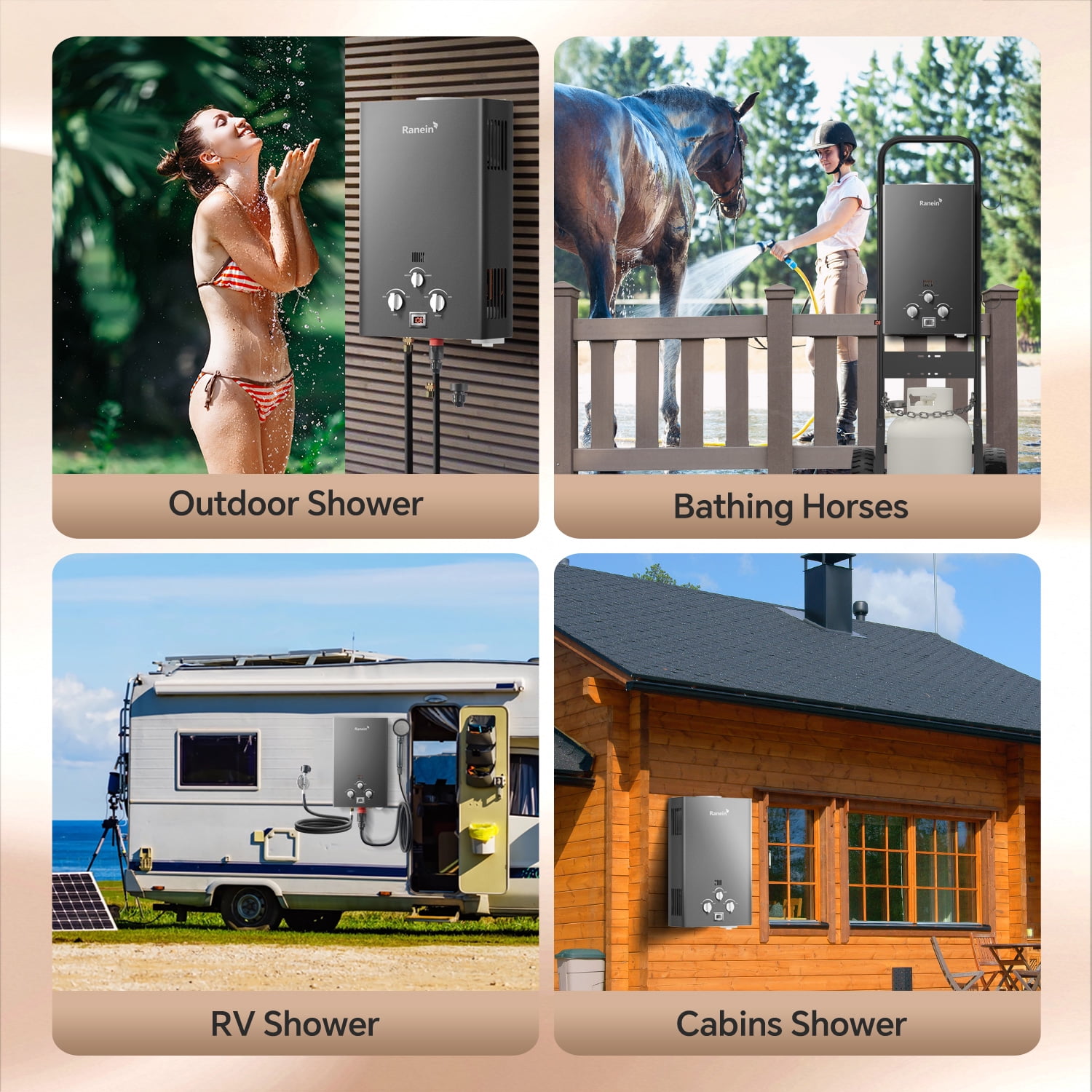 Portable Water Heater 8L, Outdoor Tankless Water Heater Instant Gas Propane Hot Water Heater with Handle for RV Camping Trips Cabins Barns