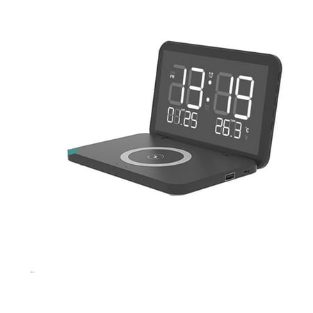 UNLLLL Alarm Clock With Wireless Charging Electronic Calendar Alarm Clock Wireless Charging Calendar, for school, home
