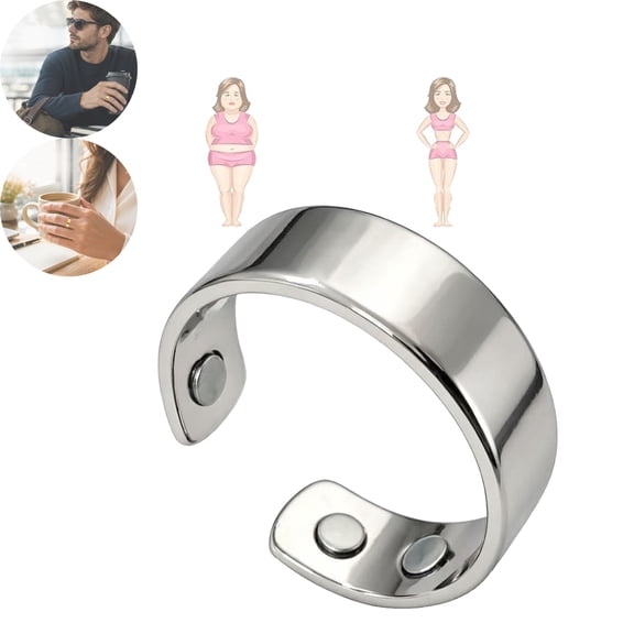 Vayro Ring for Women & Men, 4-Strong Magnet Adjustable Wellness Ring Stainless Steel Open Lightweight and Water-Resistant Rings