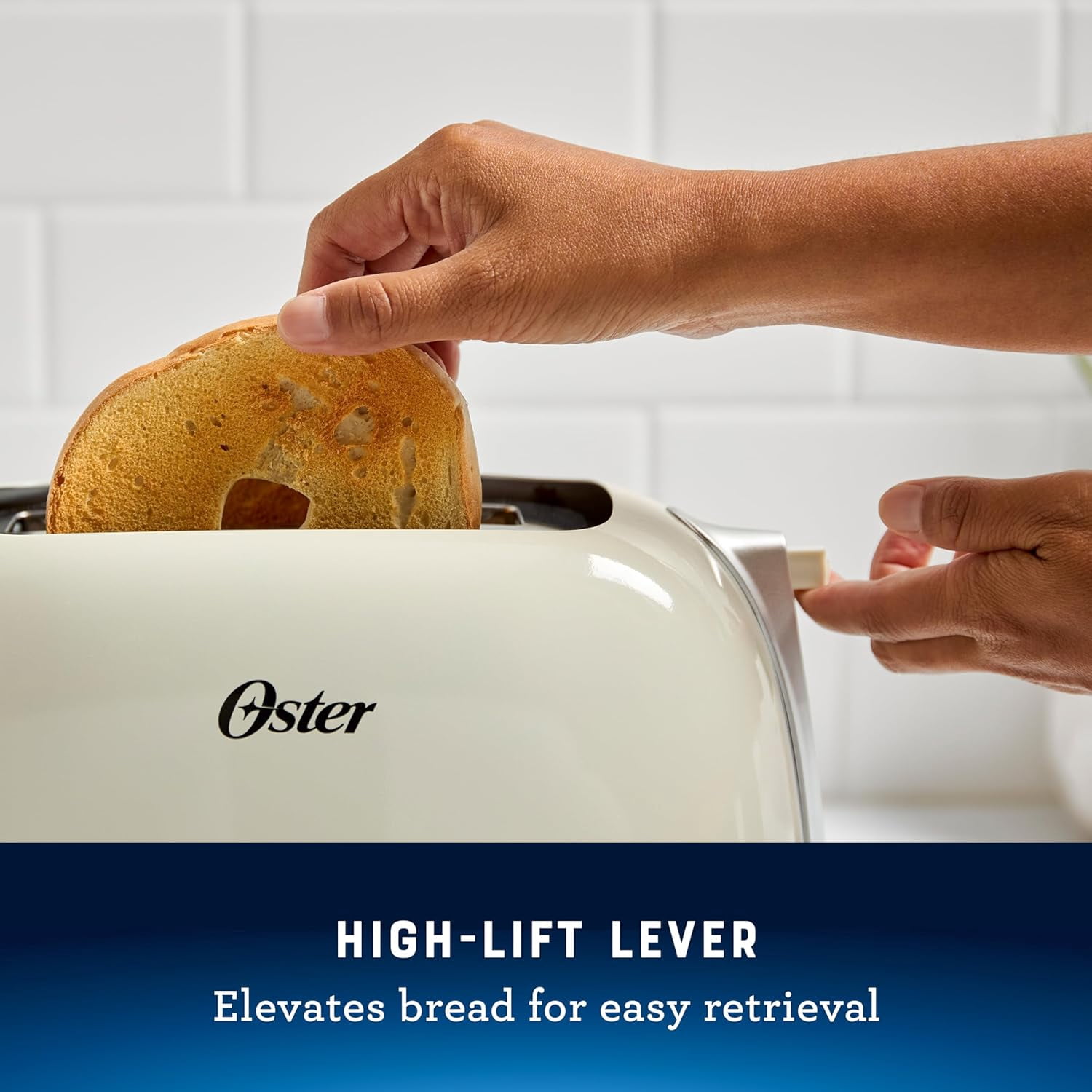 2-Slice Toaster with Extra Wide Slots, Bagel Toaster, Oat Milk - Sleek Retro Design for Perfect Toast