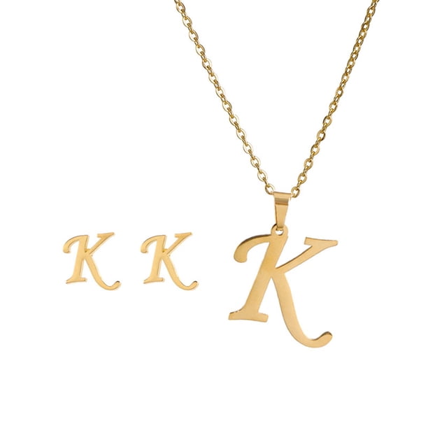 Pendientes para mujer, regalos para mujer, regalo de moda para mujer, 26 letras en inglés, nombre, cadena, collar, colgante, juego de pendientes, pulsera, collar