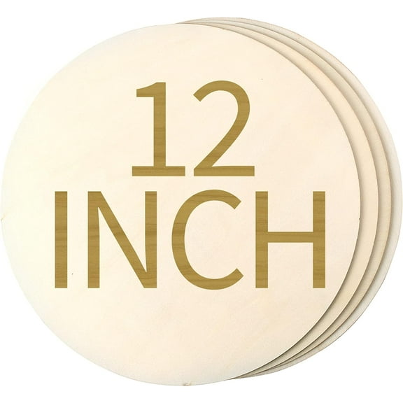 4 Pieces 12 Inch Unfinished Wood Circle Round Wood Pieces for DIY Crafts, Painting, Writing, Carving, Door Hanging, Home Decoration, WY0604
