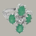 thumbnail image 5 of LBG British Made 10k White Gold Natural Diamond & Emerald Womens Promise Ring - 33 size options - Size 6, 5 of 6