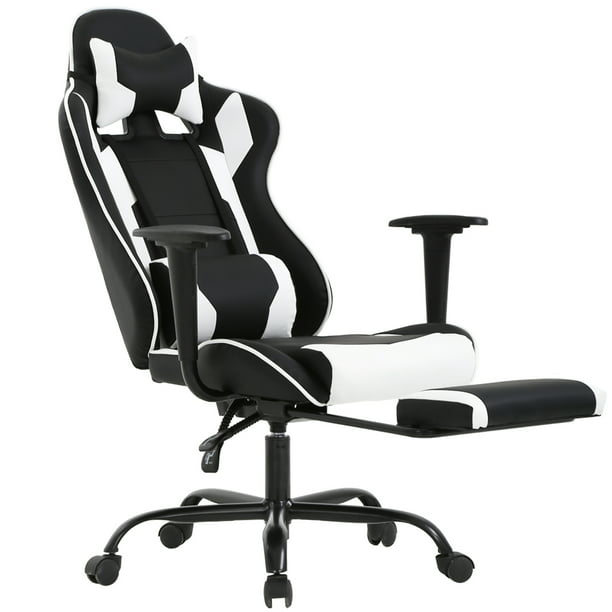 Ergonomic Swivel Gaming Chair White, Black And White Leather Gaming Chair