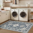 thumbnail image 3 of UERMEI 3'x5' Washable Area Rugs for Entryway, Modern and Vintage Non Slip Carpet, Low Pile Indoor Rug for Bedroom Home Decor Carpets, Blue, 3 of 10