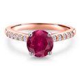 thumbnail image 3 of Gem Stone King 10K Two Tone Gold Red Created Ruby and Lab Grown Diamond Engagement Ring for Women | 1.75 Cttw | Round 7MM | Gemstone July Birthstone | Size 8, 3 of 6
