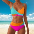 thumbnail image 2 of Womens Swimsuits Two Piece Bikini Sets Bathing Suits for Women Summer Color Block Swimwear Gibobby(S,Orange), 2 of 8
