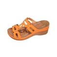 thumbnail image 2 of YgkuHd Women's Casual Wedge Sandals Lattice-Style Cutout Upper Metal Rivet Accents Slide-On Style Contoured Heel Orange,6.5, 2 of 9