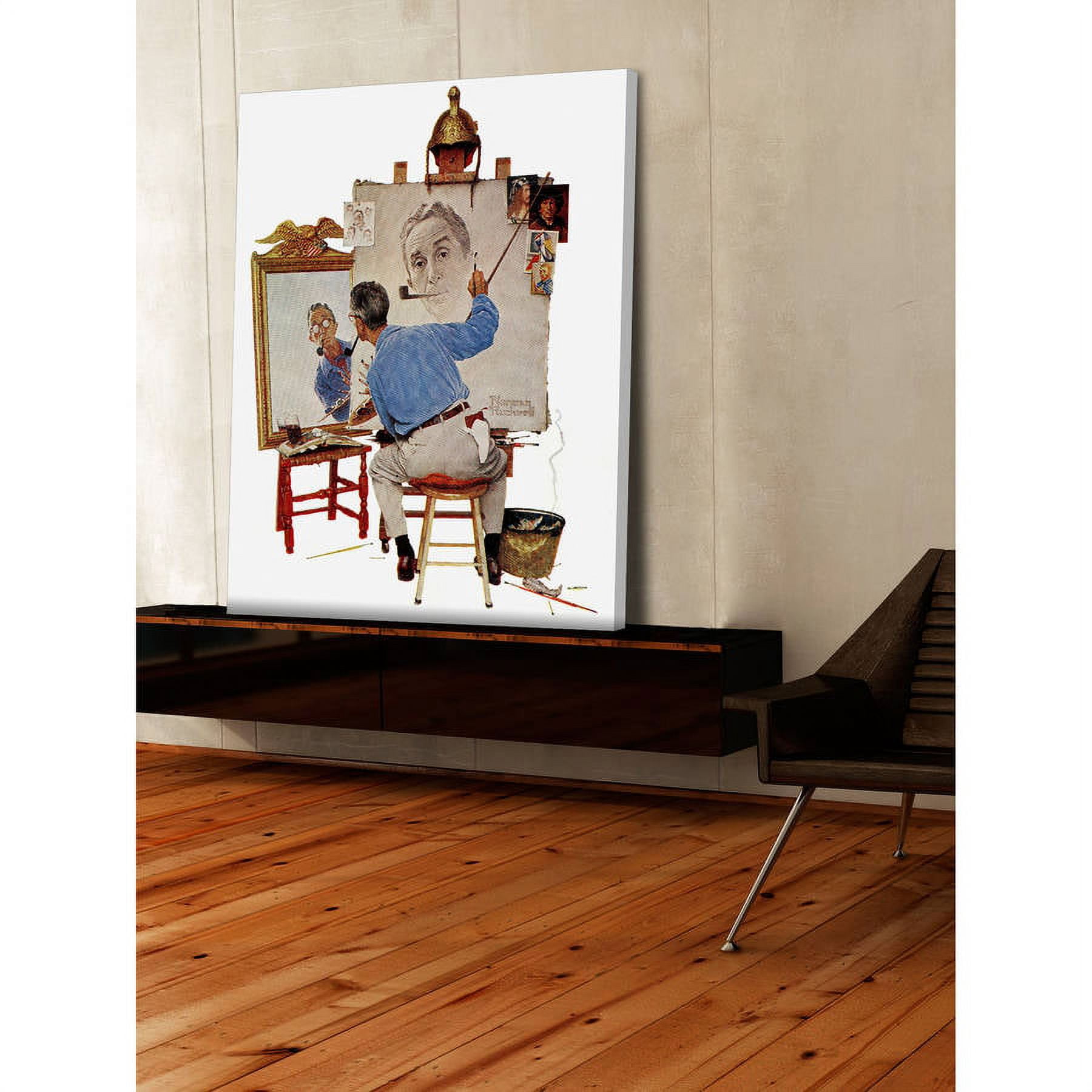 Marmont Hill 'Triple Self Portrait' by Norman Rockwell Painting Print on Wrapped Canvas