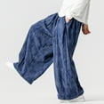 thumbnail image 7 of YueHuiYing Men's Casual Loose Wide Leg Pants Tie Corduroy Trousers With Drawstring Elastic Waist Full Length Pants, 7 of 7