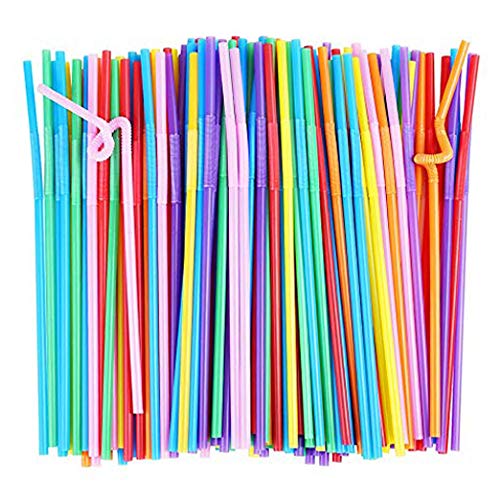 250 Pieces Colorful Extra Long Flexible Bendy Party Disposabl Drinking