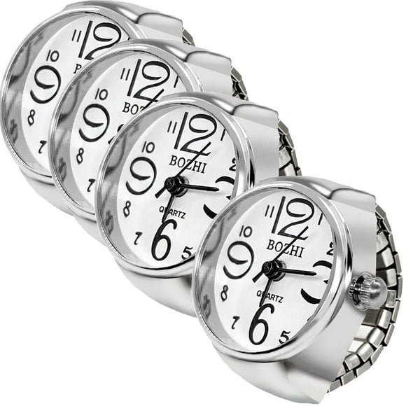 Anillo con reloj blanco TempusWhite 4Pzas Unitalla Ancho del anillo: 2.6 cm Largo del anillo; 2.5 cm Acero Inoxidable Pl