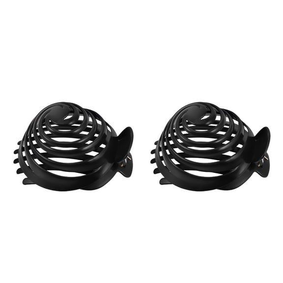 TUWAFE 2 Pcs Black Spiral Hair Claws for Women, Nonslip Small Dome Bun Maker Hair Holder, Stylish Round Claw Clip for Daily Wear and Exercise