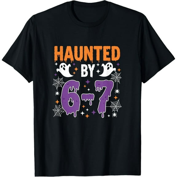 Haunted by 67: Spooky Halloween Ghost and Pumpkin Six-Seven T-Shirt