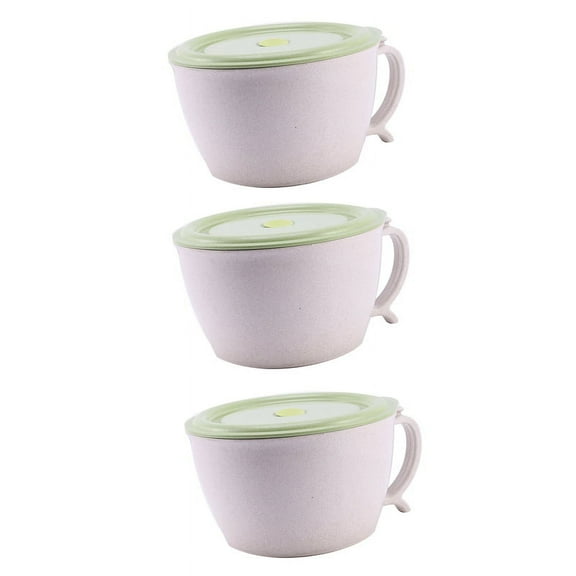 3X Microwave Noodle Bowls with Lid-40 Wheat Straw Soup Mug with Phone Holder-Microwave&Dishwasher Safe