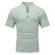 thumbnail image 4 of Blusa de manga corta con cuello alto y cremallera para hombre - Camisa informal de poliéster liso - Oficina/cita/fiesta de verano, 4 of 5