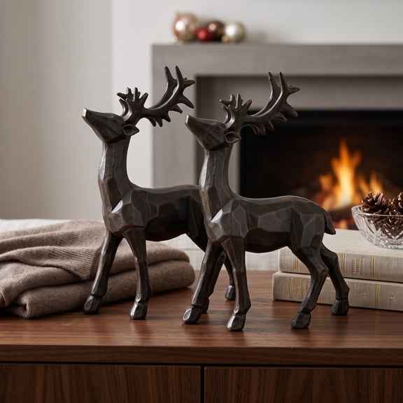Resin Christmas Reindeer Decorative Ornament For Holiday Decor