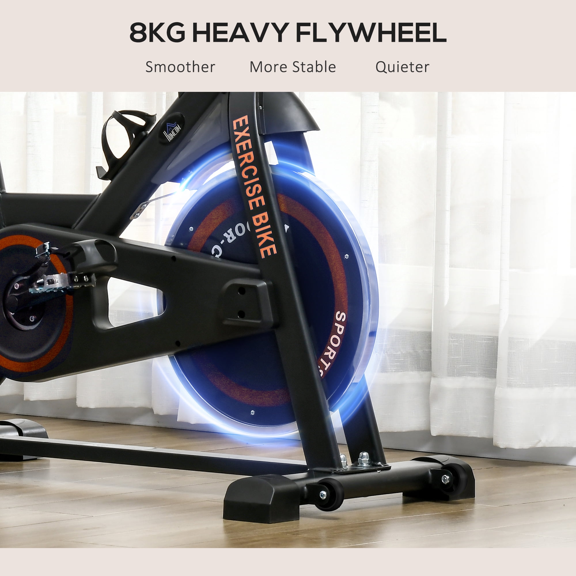 Soozier Exercise Bike, Flywheel Indoor Stationary Bike, Adjustable Height and Resistance, with LCD Monitor, 264 lbs. Weight Capacity, Black and Red