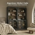 thumbnail image 4 of BELLEZE Glass Display Curio Cabinet Set of 2, 72" Tall Modern Wood 6-Tier Shelf Storage with Sturdy Aluminum Handle, Bookshelf Bookcase for Office, Living Room, Ebony, 4 of 7
