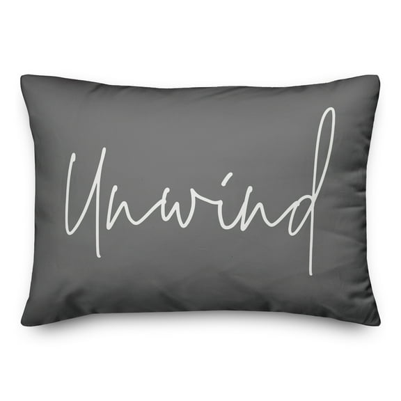 Creative Products Unwind Script Grey and White 14x20 Indoor / Outdoor Pillow