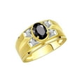 thumbnail image 6 of RYLOS Men's Rings 14K Yellow Gold Rings Classic Designer Style 8X6MM Oval Gemstone &  Diamond Ring Onyx October Birthstone Rings For Men Size 12, 6 of 7