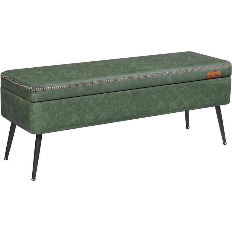 VASAGLE Ekho Collection Storage Ottoman, Forest Green Leather photo 3