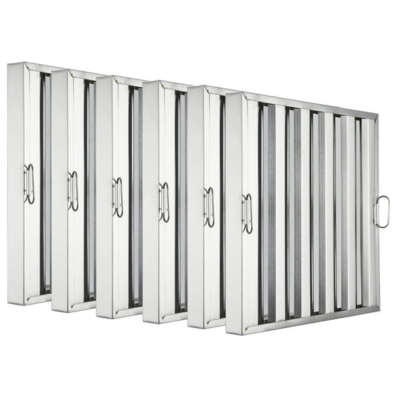 Commerical Hood Filters 19.5W x 19.5H Inch, 430 Stainless Steel 5 Grooves, Range Hood Filters for Restaurant Kitchen Exhaust Hoods, Pack of 6