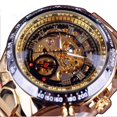 thumbnail image 2 of Reloj mecánico galvanizado hueco con correa de acero para hombre, 2 of 6
