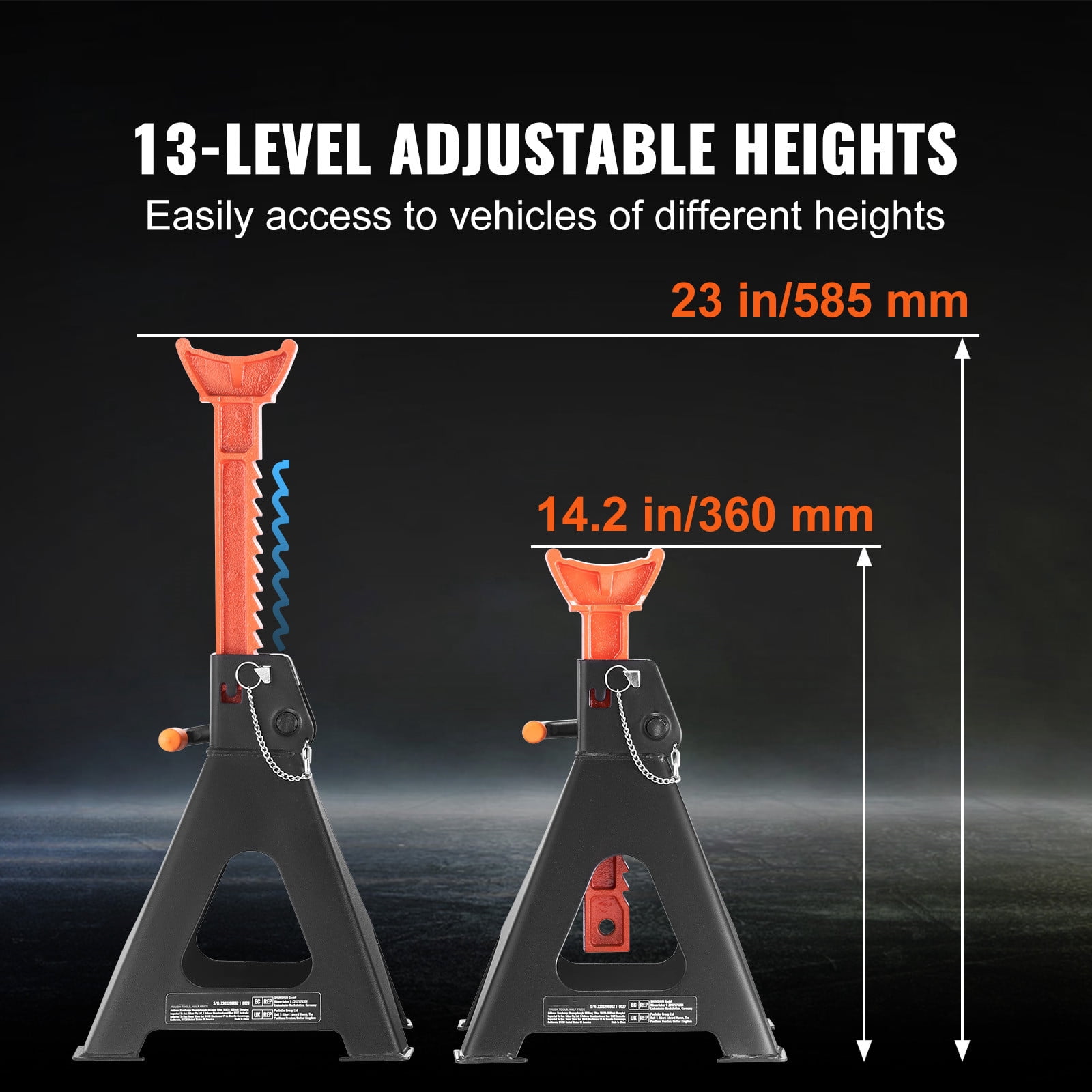 BENTISM Jack Stand 6T (13000 lbs) Capacity Steel Adjustable Car Lifting Jack Stands with Double Locking for SUV MPV Sedan 1 Pair