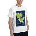thumbnail image 2 of Bingfone Dino Playing Roller Skate Men'S Loose Fit Short-Sleeve Pocket T-Shirt, 2 of 7